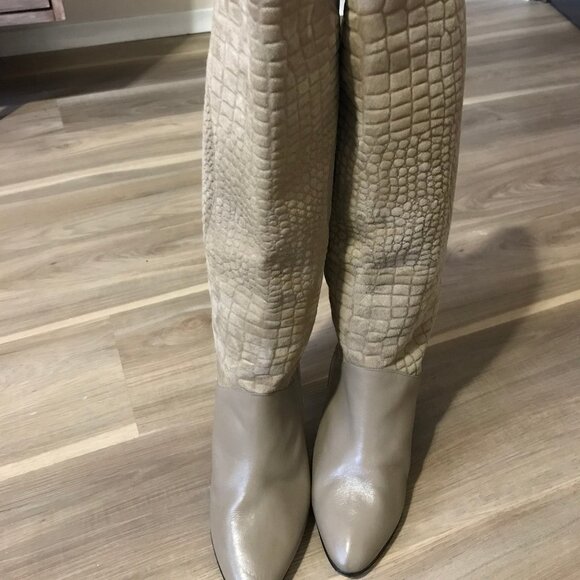 Vero Cuoio Ladies Cream Leather Boots Size 4.5 - Picture 2 of 7